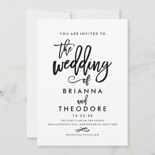 Chic Hand Lettered Wedding Uitnodiging (Voorkant)
