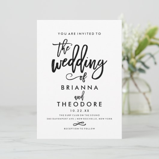 Chic Hand Lettered Wedding Uitnodiging (Staand voorkant)