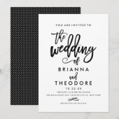 Chic Hand Lettered Wedding Uitnodiging (Voorkant / Achterkant)