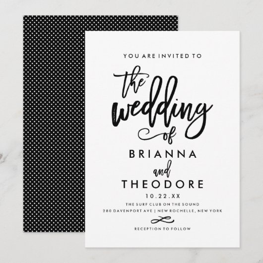 Chic Hand Lettered Wedding Uitnodiging (Voorkant / Achterkant)