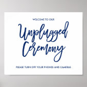 Chic Hand Lettered Wedding Unplugged Ceremony Sign Poster (Voorkant)