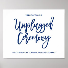Chic Hand Lettered Wedding Unplugged Ceremony Sign Poster
