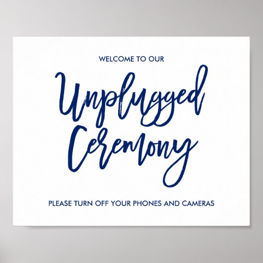 Chic Hand Lettered Wedding Unplugged Ceremony Sign Poster (Voorkant)