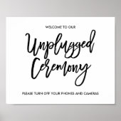 Chic Hand Lettered Wedding Unplugged Ceremony Sign Poster (Voorkant)