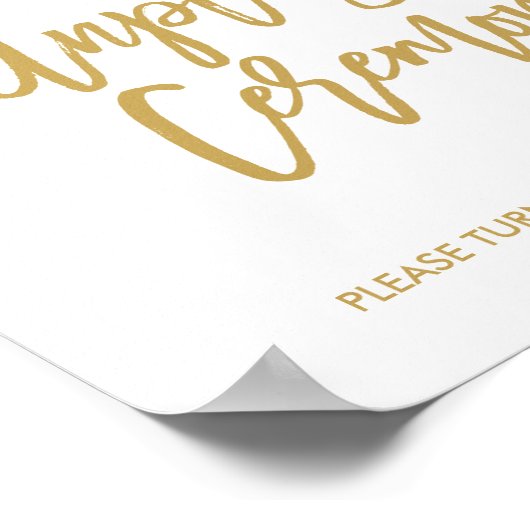 Chic Hand Lettered Wedding Unplugged Ceremony Sign Poster (Hoek)