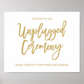 Chic Hand Lettered Wedding Unplugged Ceremony Sign Poster (Voorkant)