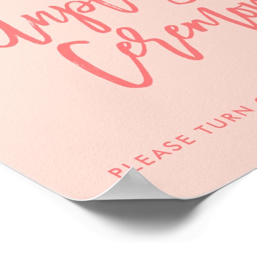 Chic Hand Lettered Wedding Unplugged Ceremony Sign Poster (Hoek)