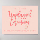 Chic Hand Lettered Wedding Unplugged Ceremony Sign Poster (Voorkant)
