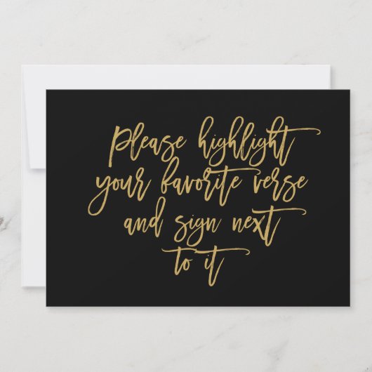 Chic Hand Lettered Wedding Verse Guest Book Sign Kaart (Voorkant)
