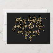 Chic Hand Lettered Wedding Verse Guest Book Sign Kaart (Achterkant)