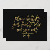 Chic Hand Lettered Wedding Verse Guest Book Sign Kaart (Voorkant / Achterkant)