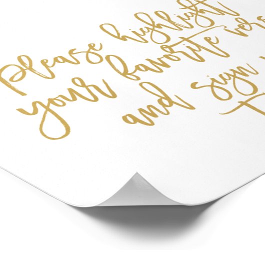 Chic Hand Lettered Wedding Verse Guest Book Sign Poster (Hoek)