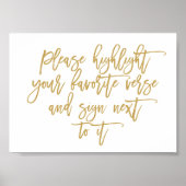 Chic Hand Lettered Wedding Verse Guest Book Sign Poster (Voorkant)