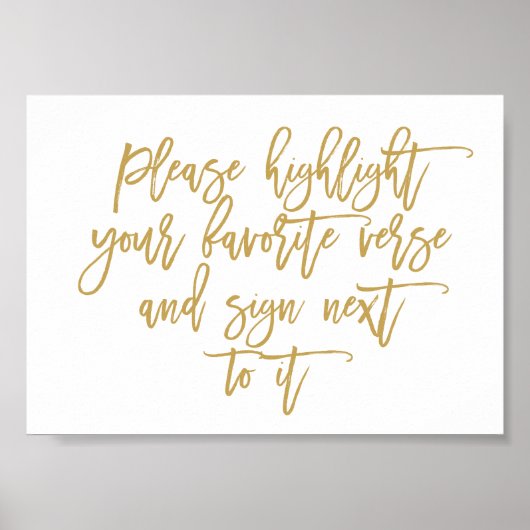 Chic Hand Lettered Wedding Verse Guest Book Sign Poster (Voorkant)