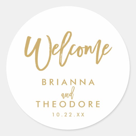 Chic Hand Lettered Wedding Welcome Sticker (Voorkant)