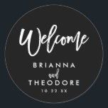 Chic Hand Lettered Wedding Welcome Sticker<br><div class="desc">Welkom Sticker. De achtergrondkleur aanpassen</div>