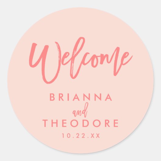 Chic Hand Lettered Wedding Welkome Sticker | koraa (Voorkant)