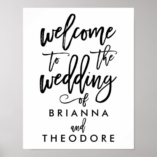 Chic Hand Lettered Wedding Welkomstteken Poster (Voorkant)