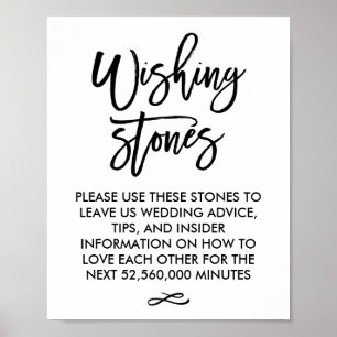 Chic Hand Lettered Wedding Wishing Stones Sign Poster