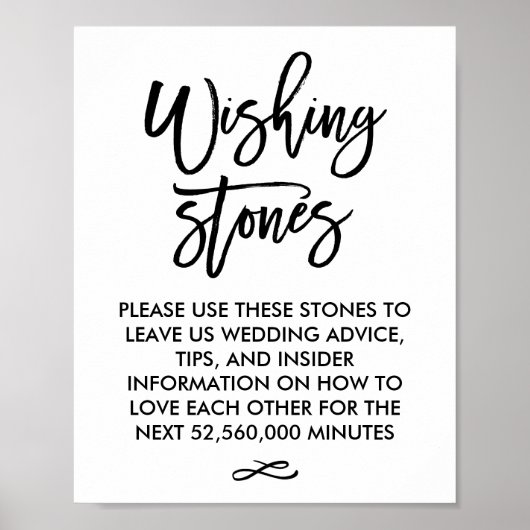 Chic Hand Lettered Wedding Wishing Stones Sign Poster (Voorkant)