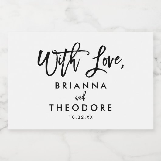 Chic Hand Lettered Wedding with Love Voedselcontainer Etiket (Enkel label)