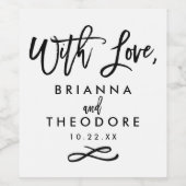 Chic Hand Lettered Wedding with Love Wijn Etiket (Enkel label)