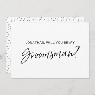 Chic Hand lettered "Will you be my groomsman" Kaart