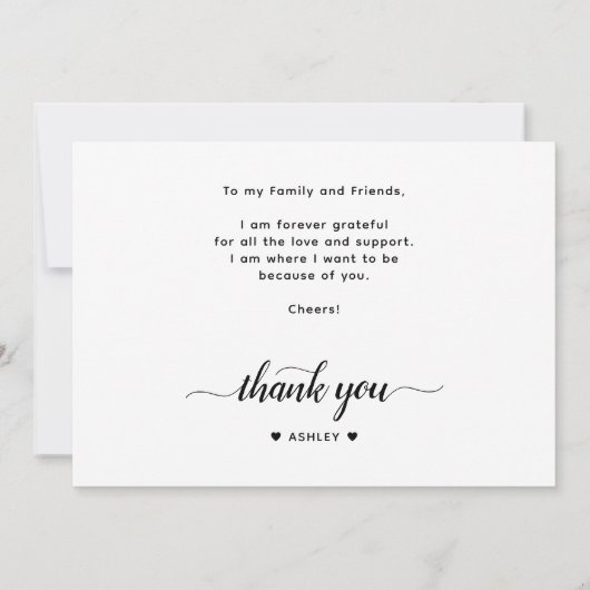 Chic Hand Letterig Manuscript Dank u Afstuderen Bedankkaart (Achterkant)