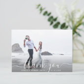 Chic Hand Letterig manuscript Dank u Fotokaart Bedankkaart (Staand voorkant)