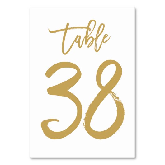 Chic Hand Letterige tabelnummer Gold | Tabel 38 Kaart (Voorkant)