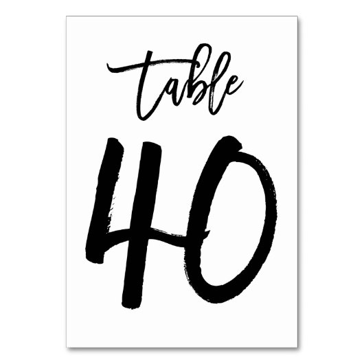 Chic Hand Letterige Table Number Card | Tabel 40 Kaart (Voorkant)