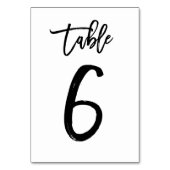 Chic Hand Letterige Table Number Card | Tabel 6 Kaart (Voorkant)