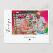 Chic hand-lettering foto verjaardagsfeest bedankt briefkaart (Voorkant)