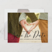 Chic Hand Lettert Manuscript sparen de Datum Uitnodiging Briefkaart (Voorkant / Achterkant)