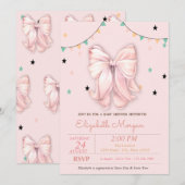 Chic Hand Tekening Roze Boog Sterren Baby shower Kaart (Voorkant / Achterkant)