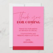 Chic Handgeschreven Hot Pink Red Glitter Bedankkaart (Voorkant)