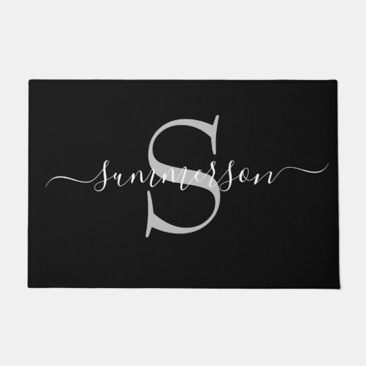 Chic handgeschreven kalligrafie monogram script deurmat (Voorkant)