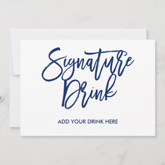 Chic handgeschreven marine signature drank kaart (Voorkant)