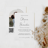 Chic handgeschreven QR Code Arch Lijst Foto bruilo Kaart