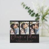 Chic Handgeschreven Roos Gold Wedding Uitstel Briefkaart (Staand voorkant)