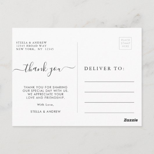 Chic handgeschreven script Dank u foto Briefkaart (Achterkant)