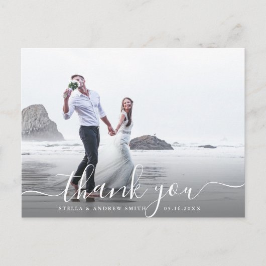 Chic handgeschreven script Dank u foto Briefkaart (Voorkant)