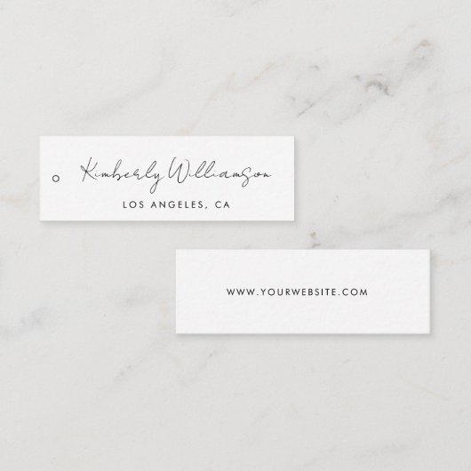 Chic handgeschreven script hangtag mini visitekaartje (Voorkant / Achterkant)
