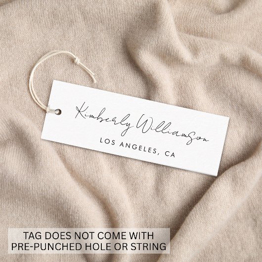 Chic handgeschreven script hangtag mini visitekaartje