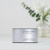 Chic handgeschreven script zilveren look schoon gl visitekaartje (Staand voorkant)