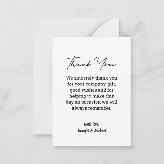 chic handgeschreven trouwfoto bedankt notitiekaartje (Achterkant)