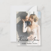 chic handgeschreven trouwfoto bedankt notitiekaartje (Voorkant)