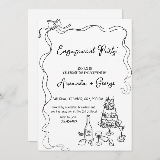 Chic Handgeschreven Verloving Aankondiging bruilof (Voorkant / Achterkant)