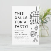 Chic handgetekende 30e verjaardagsfeestje kaart (Staand voorkant)