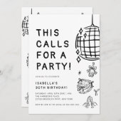 Chic handgetekende 30e verjaardagsfeestje kaart (Voorkant / Achterkant)